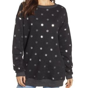 Wildfox Shimmery Snowflakes Pullover Size Medium